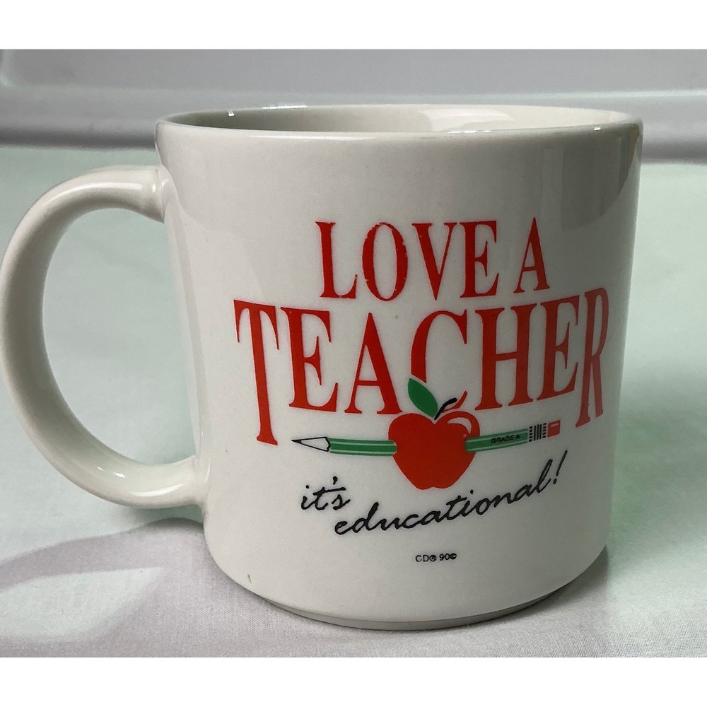 Vintage Love A Teacher It's Educational‎ Coffee Mug Teacher Gift Cup